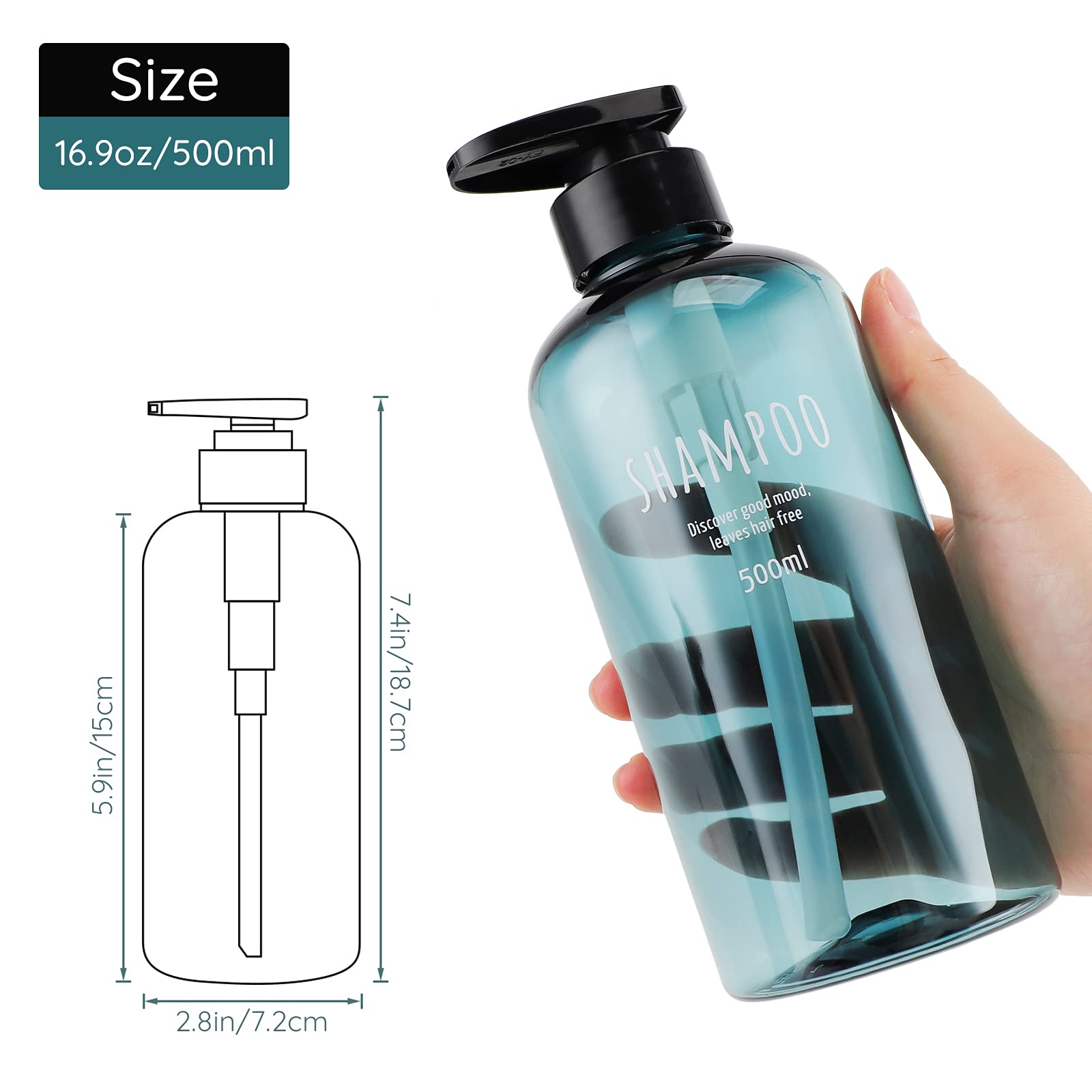 Segbeauty Shampoo Bottles with Pump  16oz Empty Refillable Shower Bottle  3 Pack 500ml Plastic Reusable Squeeze Lotion Dispenser for Shampoo and Conditioner Body Wash Liquid Soap Gel Bathroom Hotel